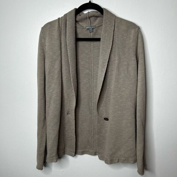 James Perse Tan One Button Cardigan Size 4 XL Oatmeal Preppy Cotton Linen - Picture 3 of 12